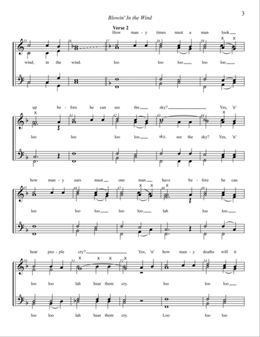 Blowin' In The Wind A Cappella scores gallery preview page 3