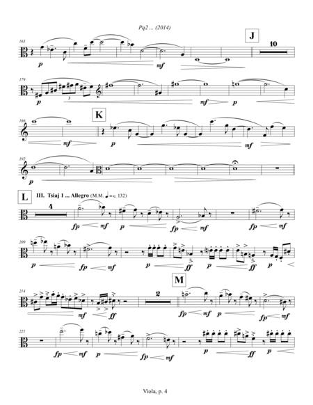 Pq2 ... (2014) for piano and string quartet, viola part