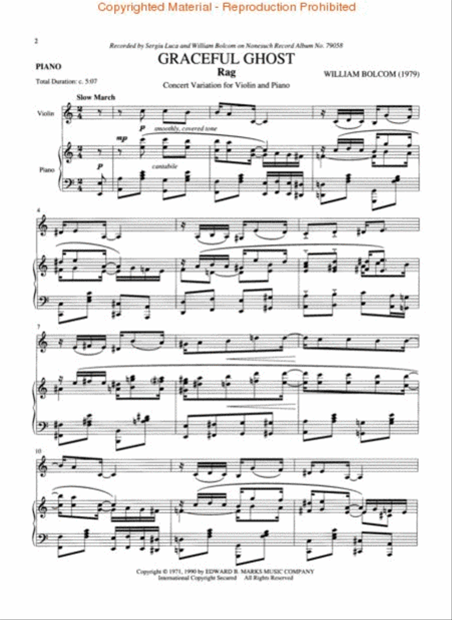 Graceful Ghost Rag – Concert Variation Violin Solo scores gallery preview page 2