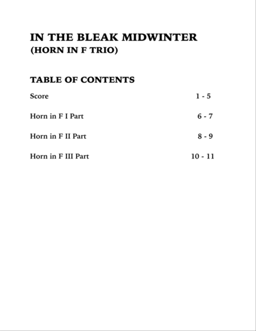 In the Bleak Midwinter (Horn in F Trio) Brass Trio scores gallery preview page 4