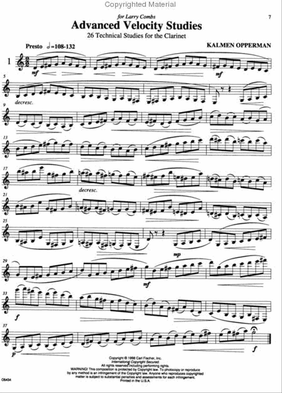Advanced Velocity Studies For Clarinet B-Flat Clarinet scores gallery preview page 2