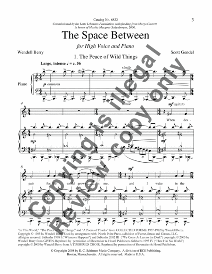 The Space Between (Song Cycle) High Voice scores gallery preview page 3