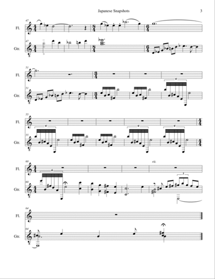 Japanese Snapshots for flute and guitar Flute scores gallery preview page 3