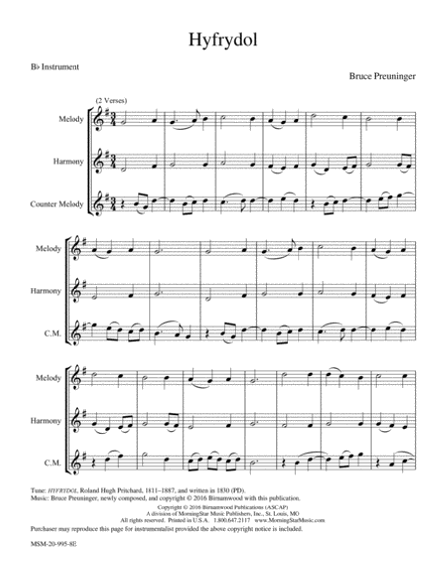 Hyfrydol Piano and Keyboard scores gallery preview page 1