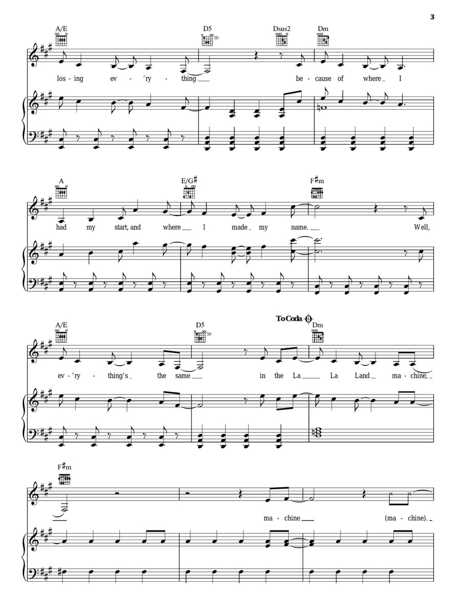 La La Land Piano, Vocal, Guitar scores gallery preview page 3