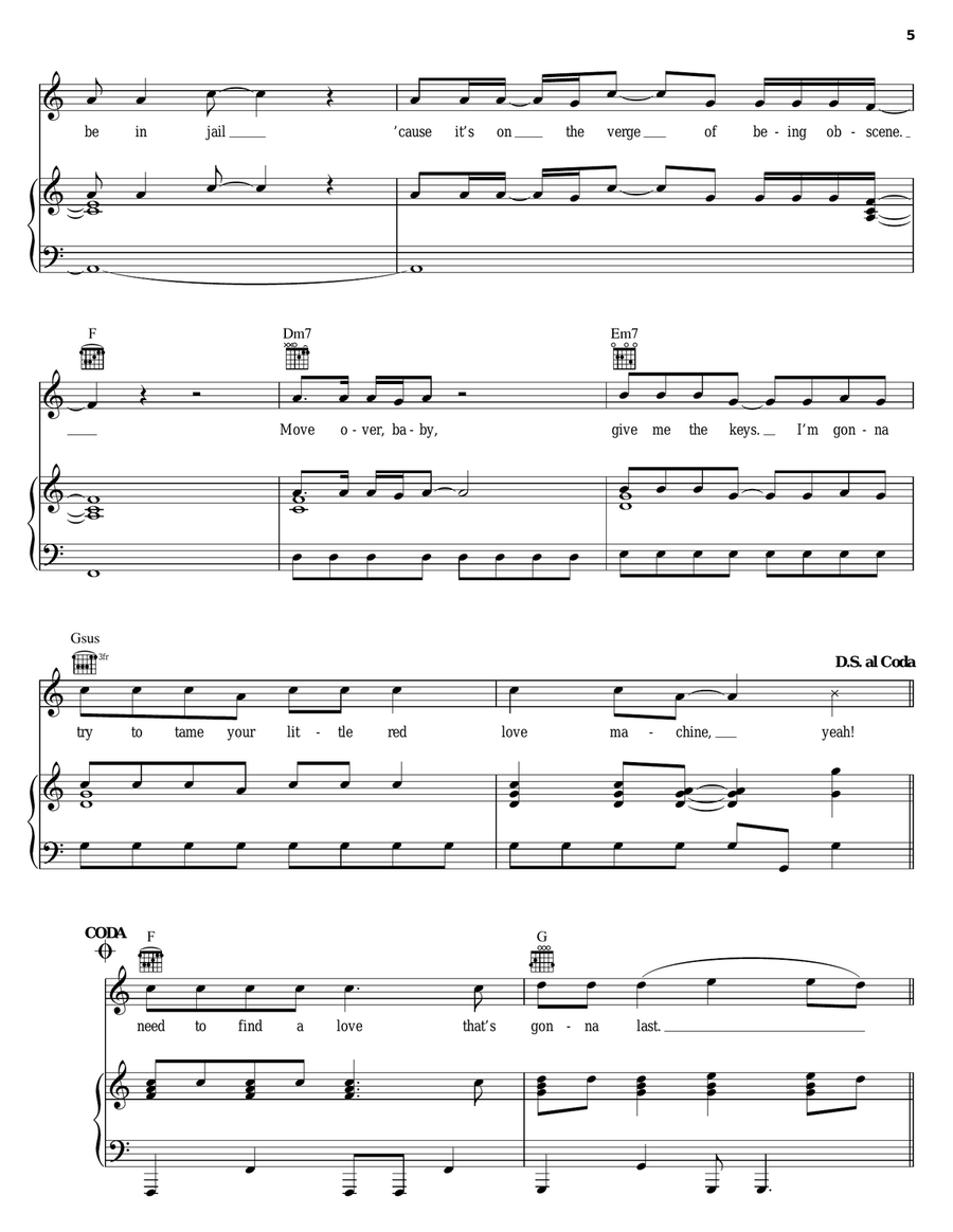 Little Red Corvette Piano, Vocal, Guitar scores gallery preview page 5