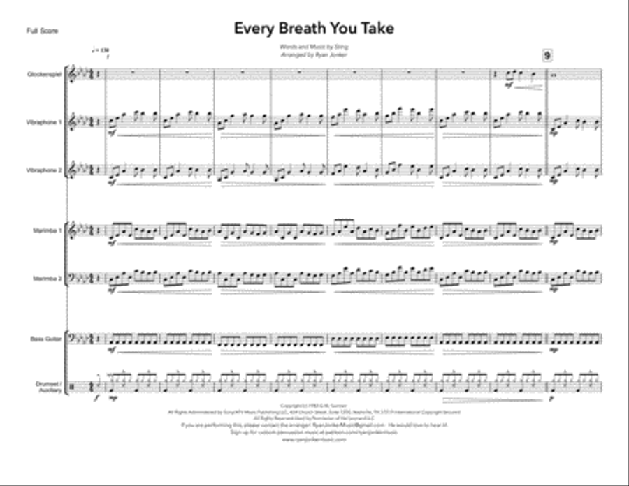 Every Breath You Take Percussion Ensemble scores gallery preview page 2