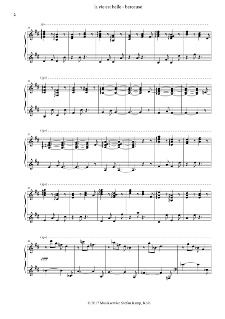 Berceuse (La vie est belle) Piano Solo scores gallery preview page 2