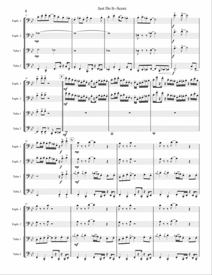 Just Do It - Tuba/Euphonium Quartet Brass Ensemble scores gallery preview page 4
