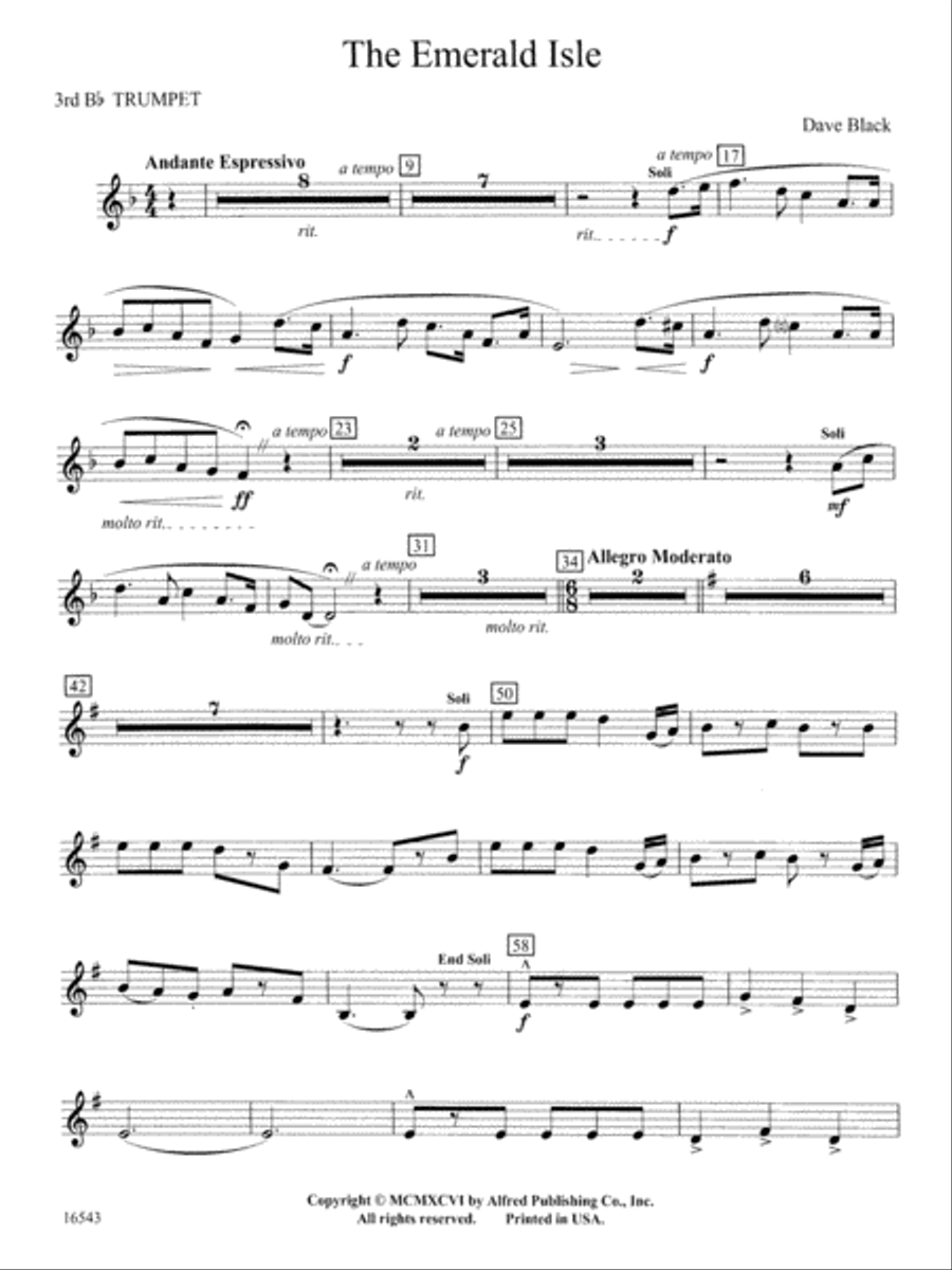 The Emerald Isle: 3rd B-flat Trumpet Concert Band scores gallery preview page 1