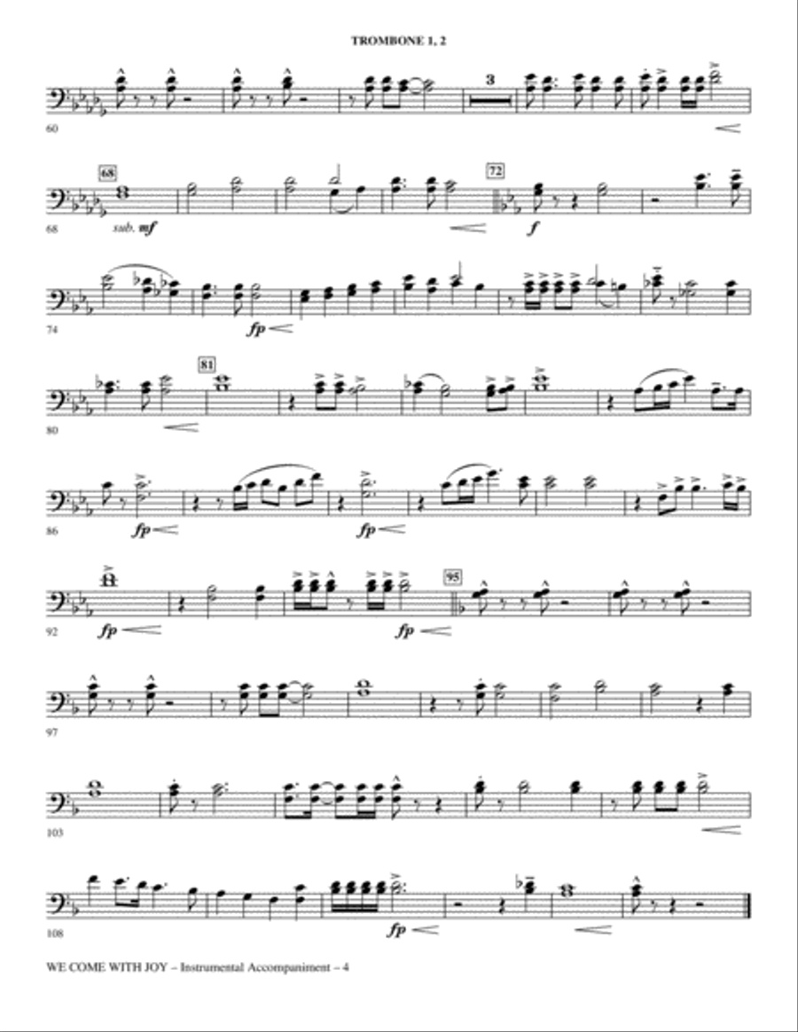 We Come With Joy Orchestration - Trombone 1 & 2 Choir scores gallery preview page 4