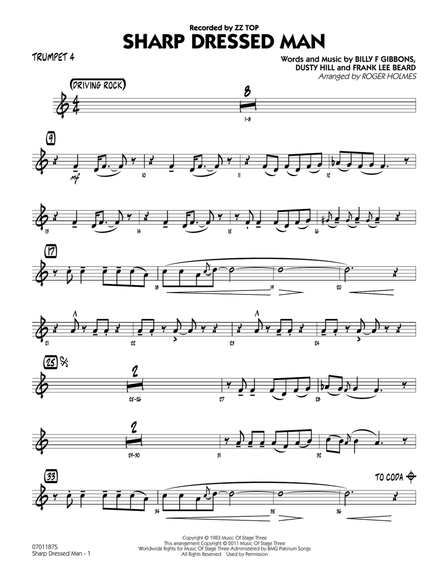 Sharp Dressed Man - Trumpet 4 Jazz Ensemble scores gallery preview page 1