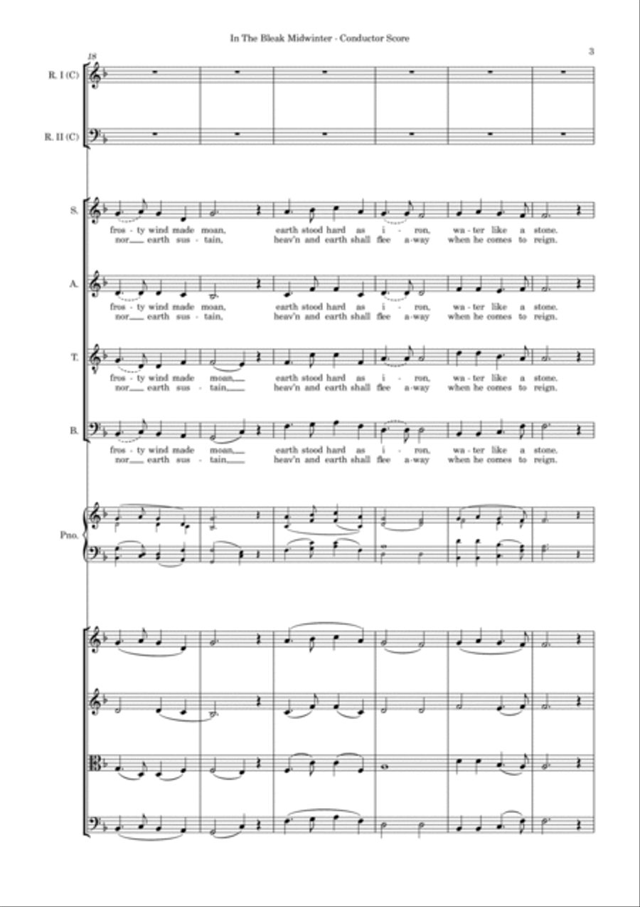 In The Bleak Midwinter – SATB, String 4tet and flexible woodwind – Score and parts SATB scores gallery preview page 3