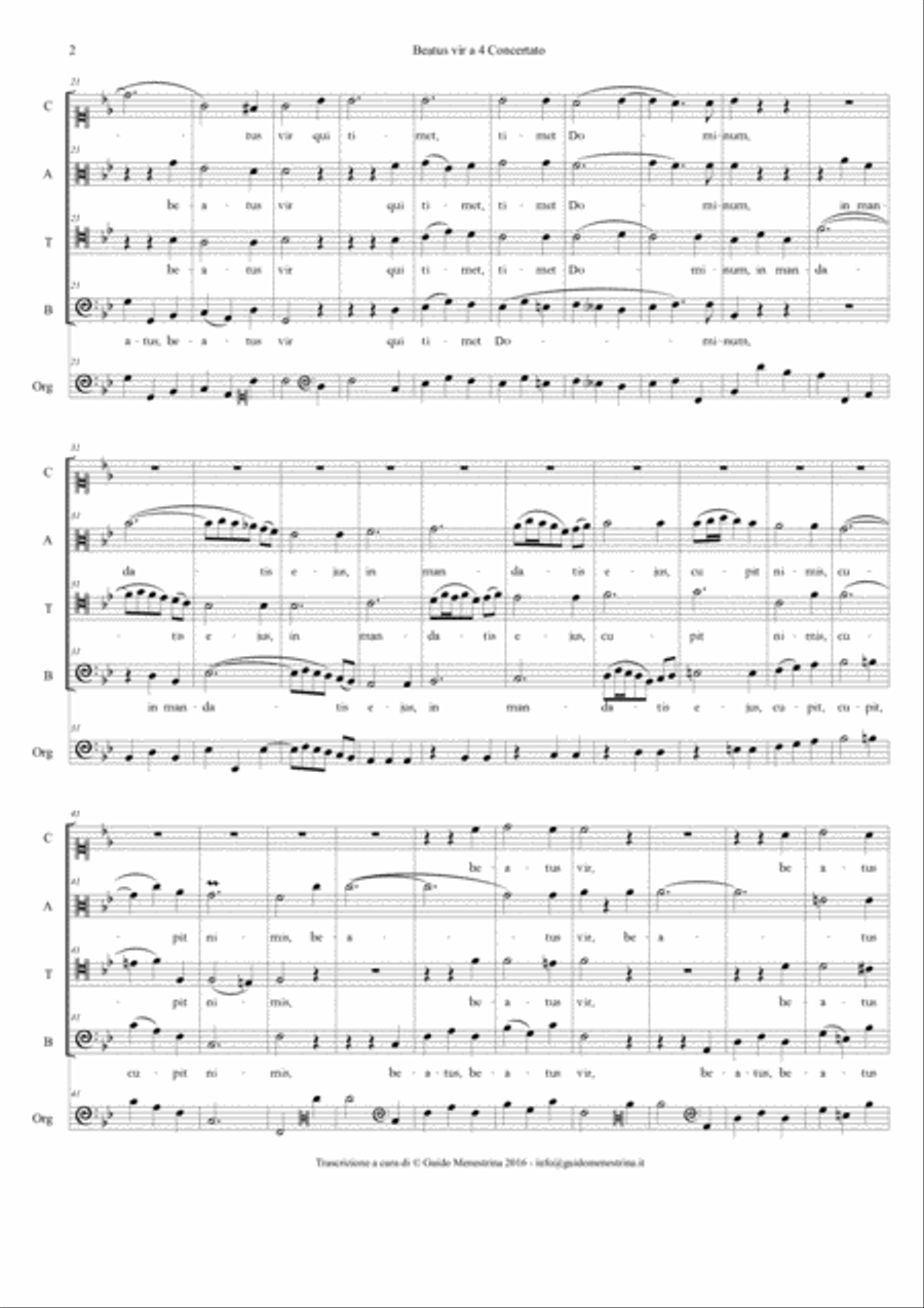 Niccolò Jommelli - Beatus vir a 4 4-Part scores gallery preview page 2