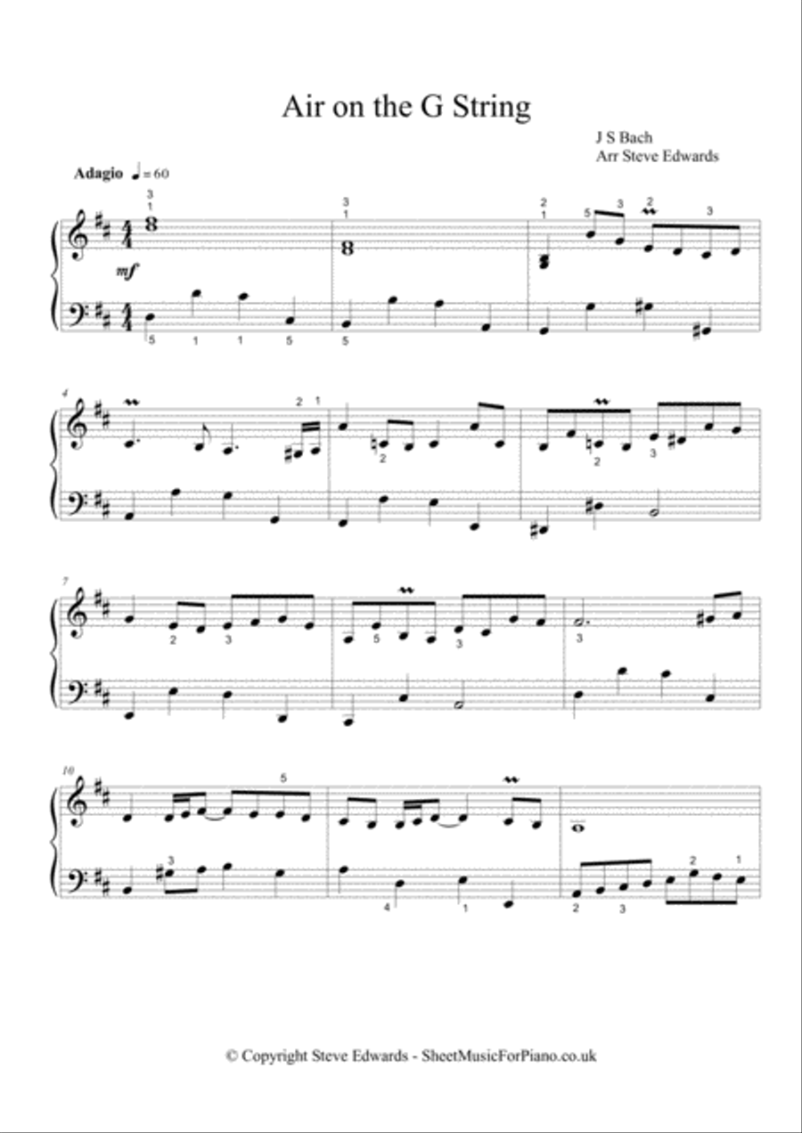 Air On The G String - Moderate Piano Solo Piano Solo scores gallery preview page 2