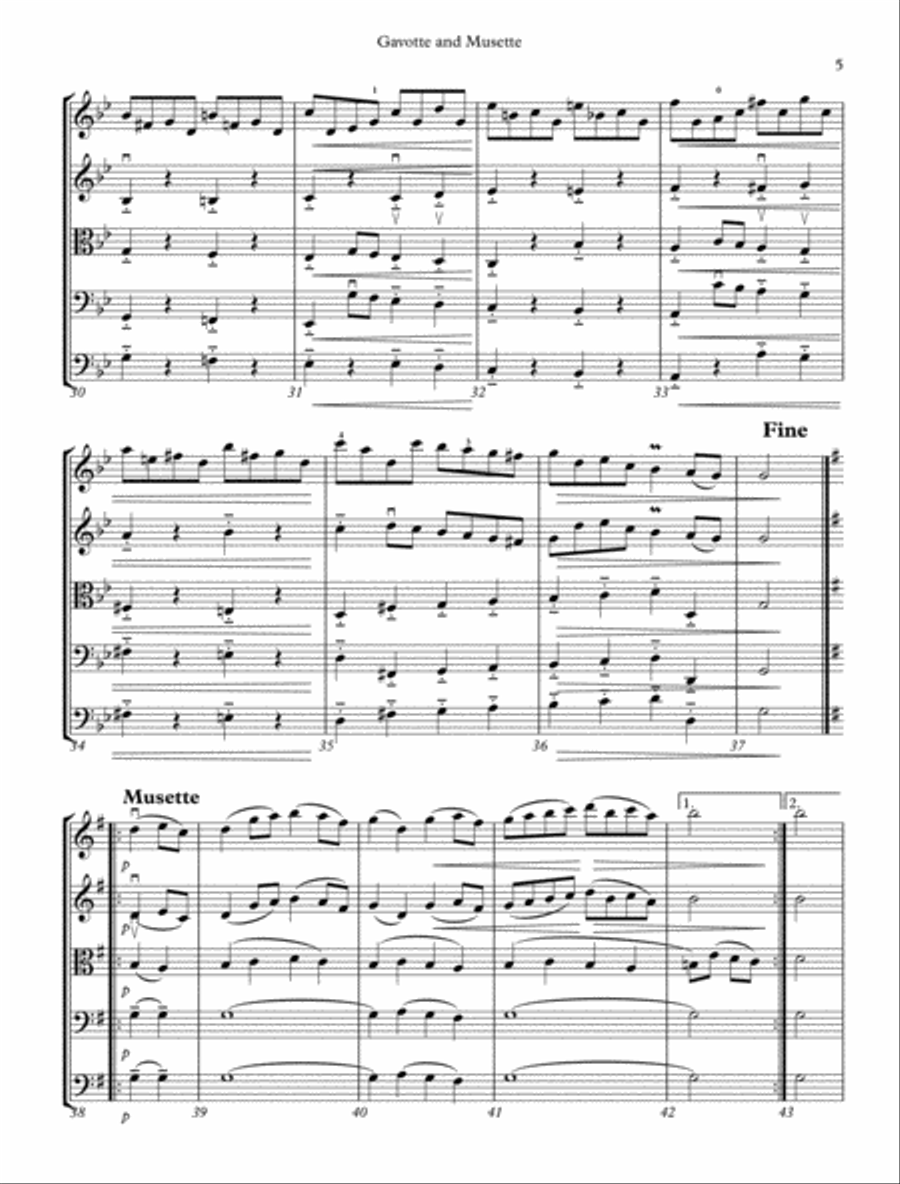 Gavotte and Musette form J.S. Bach's English Suite No.3 in G minor String Orchestra scores gallery preview page 5