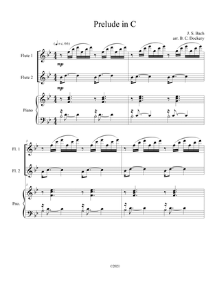 Prelude No.1 from The Well-Tempered Clavier Book 1 BWV 846 (Flute Duet) with optional piano accompan