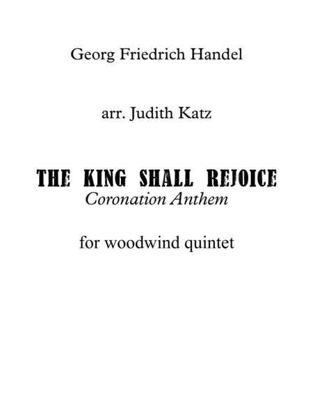 The King Shall Rejoice - Coronation Anthem - for woodwind quintet image number null