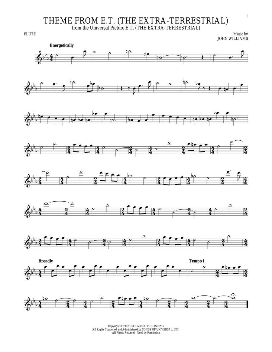Theme From E.T. (The Extra-Terrestrial) Flute Solo scores gallery preview page 1
