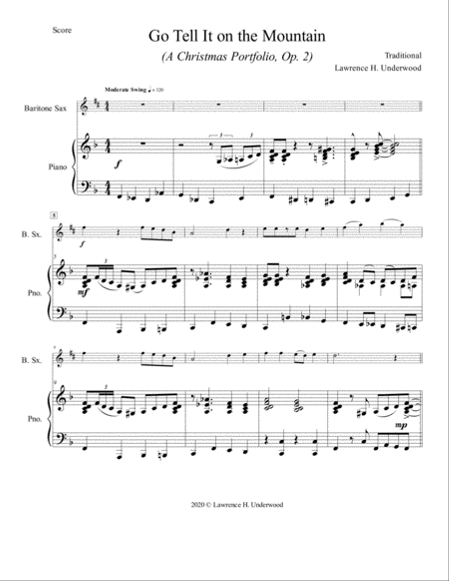 Go Tell It on the Mountain for Solo Bari Saxophone Baritone Saxophone scores gallery preview page 2