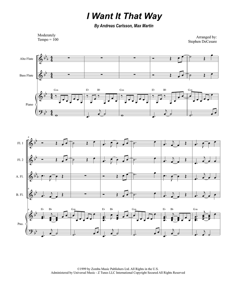 I Want It That Way Woodwind Ensemble scores gallery preview page 1