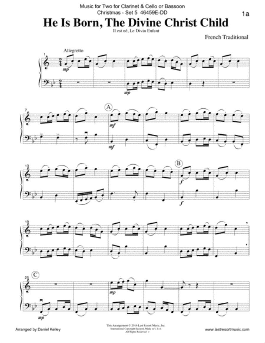 Christmas Duets for Clarinet & Cello or Clarinet & Bassoon- Set 5 - Music for Two Bassoon scores gallery preview page 5