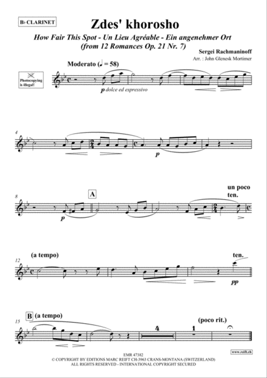 Zdes' khorosho Zdes' khorosho Clarinet Solo scores gallery preview page 2