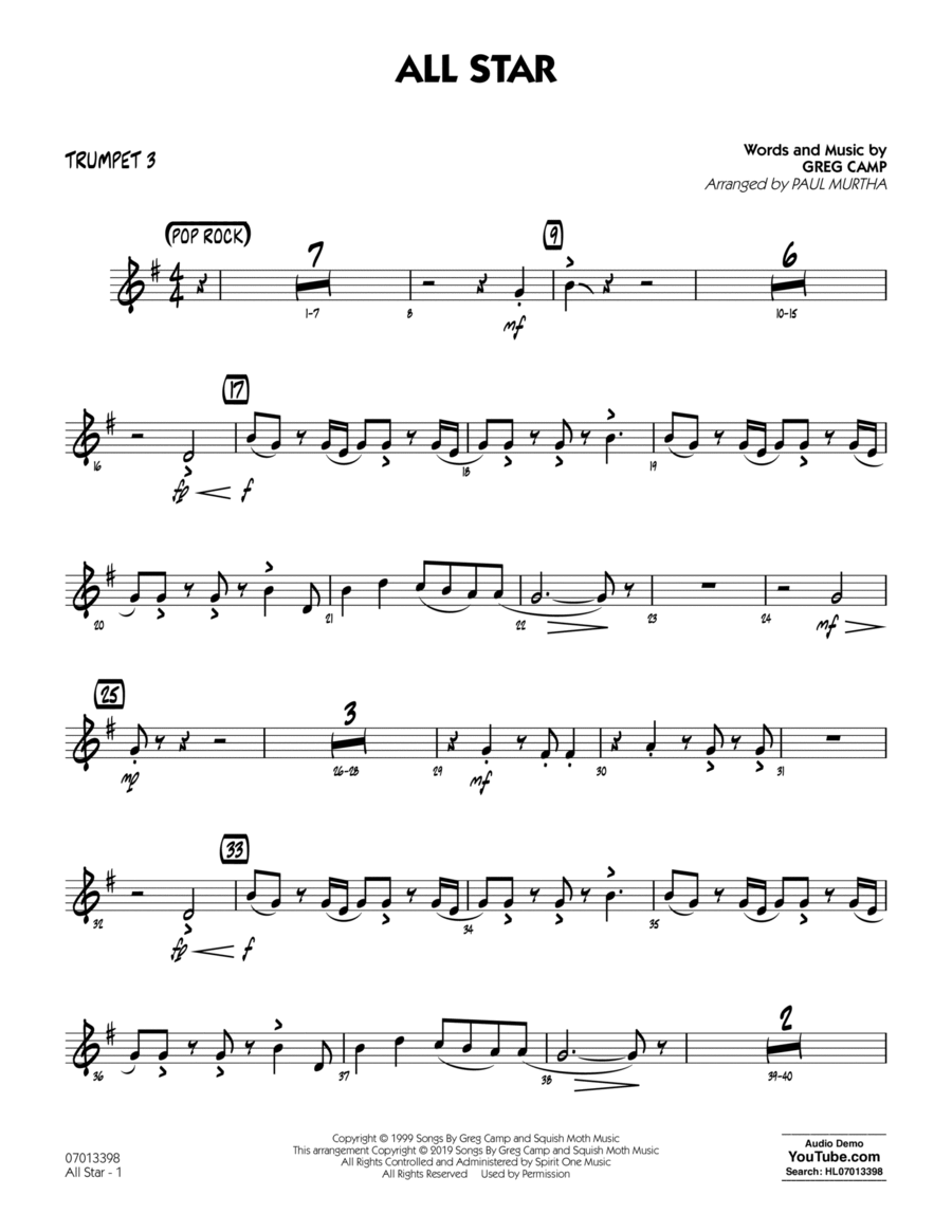 All Star (arr. Paul Murtha) - Trumpet 3