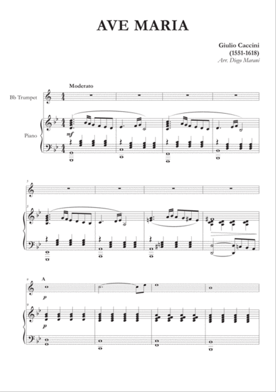 Ave Maria by Caccini-Vavilov for Trumpet and Piano Trumpet Solo scores gallery preview page 2