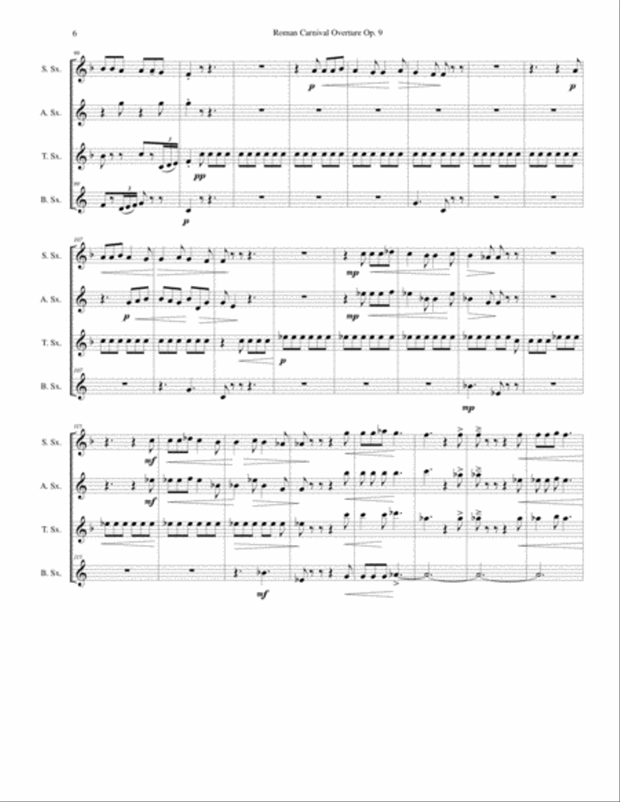 Berlioz - Roman Carnival Overture - Saxophone Quartet Saxophone Quartet scores gallery preview page 6