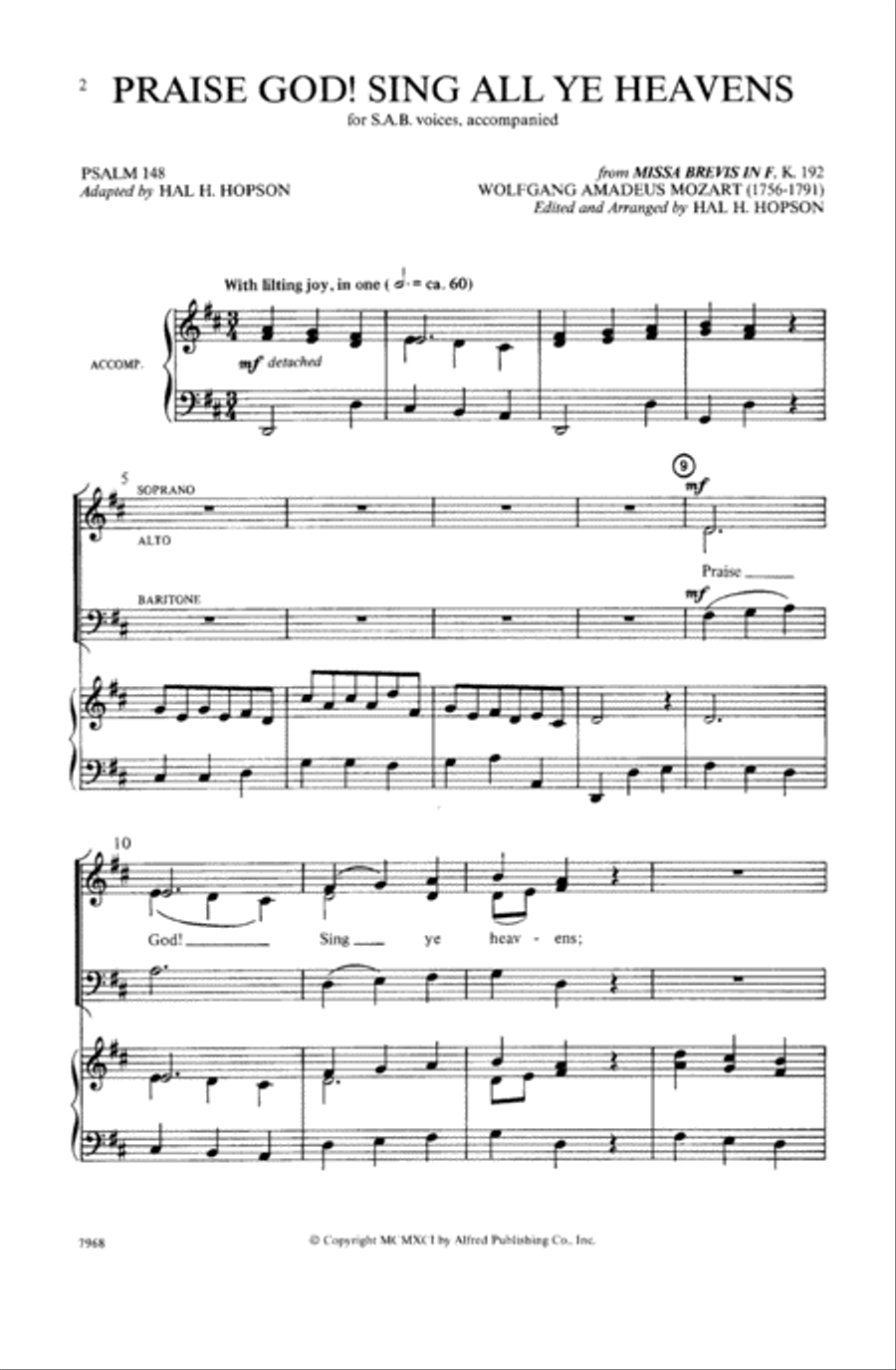 Praise God! Sing All Ye Heavens 3-Part scores gallery preview page 2