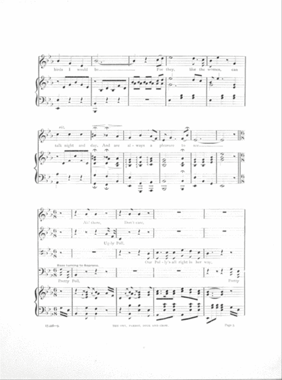 The Owl, parrot, Duck and Crow. A Quartet for Mixed Voices Choir scores gallery preview page 4