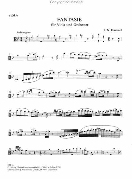 Fantasy for Viola and Orchestra - Arranged for Viola and Piano