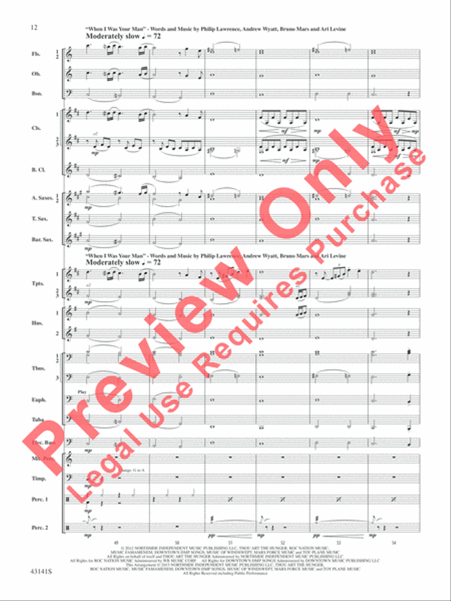 Bruno Mars Greatest Hits Concert Band scores gallery preview page 13