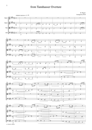 Wagner from Tannhauser Overture, for string quartet, CW002