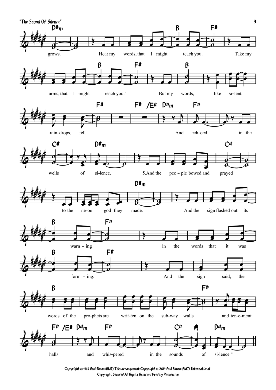 The Sound Of Silence Piano scores gallery preview page 6