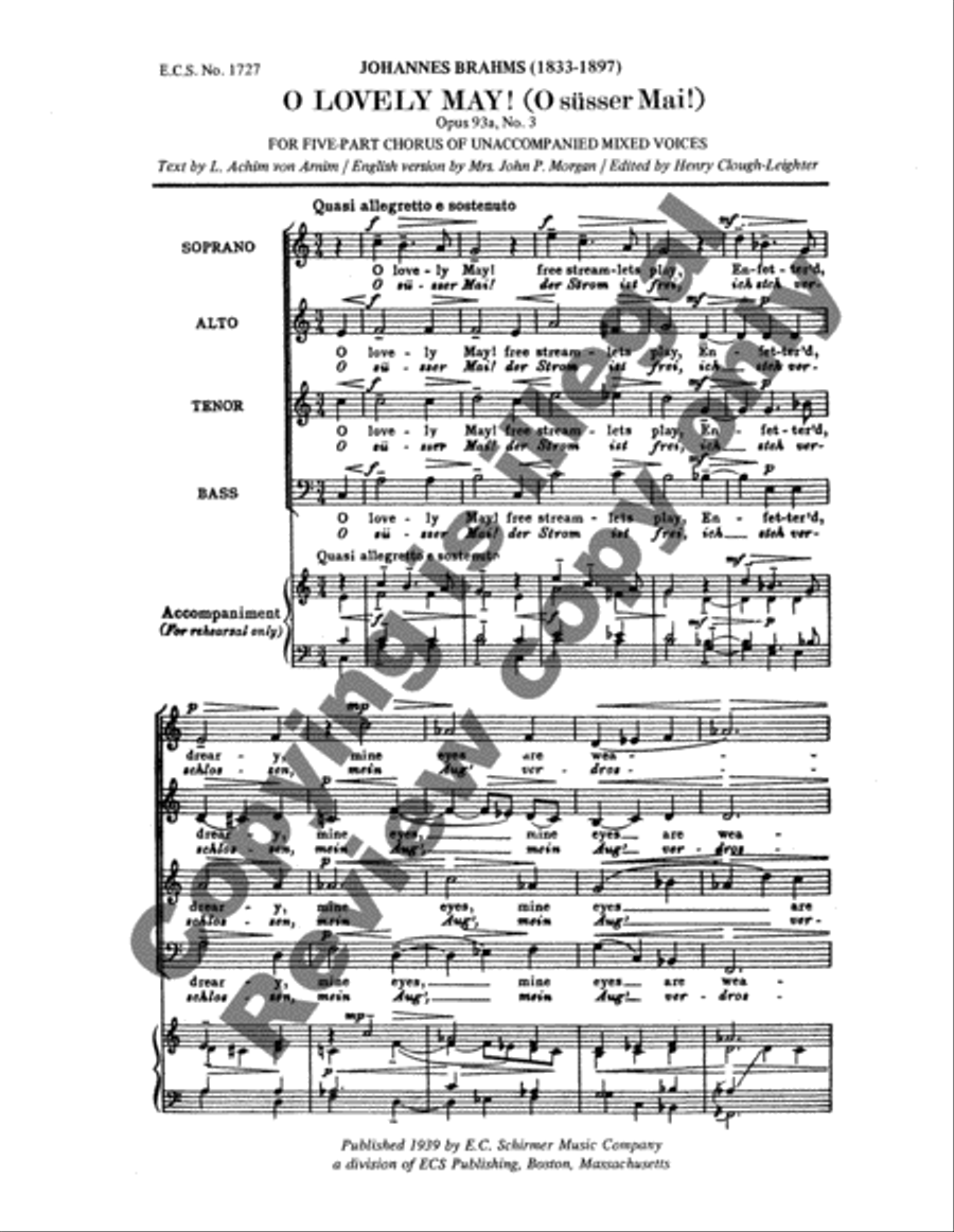 O Lovely May! (O suesser Mai), Opus 93a/3 SSATB scores gallery preview page 3