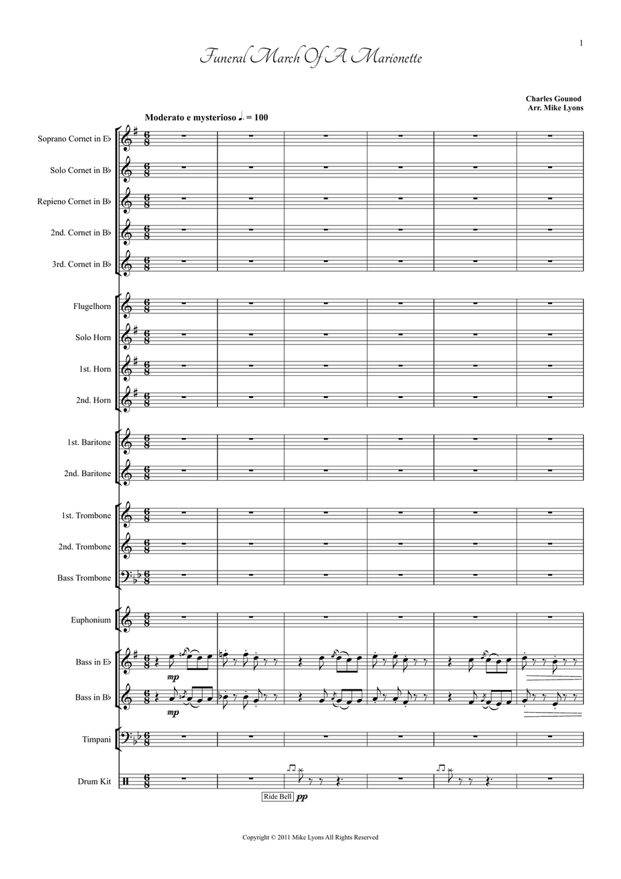 Funeral March of a Marionette (Brass band) Brass Band scores gallery preview page 3