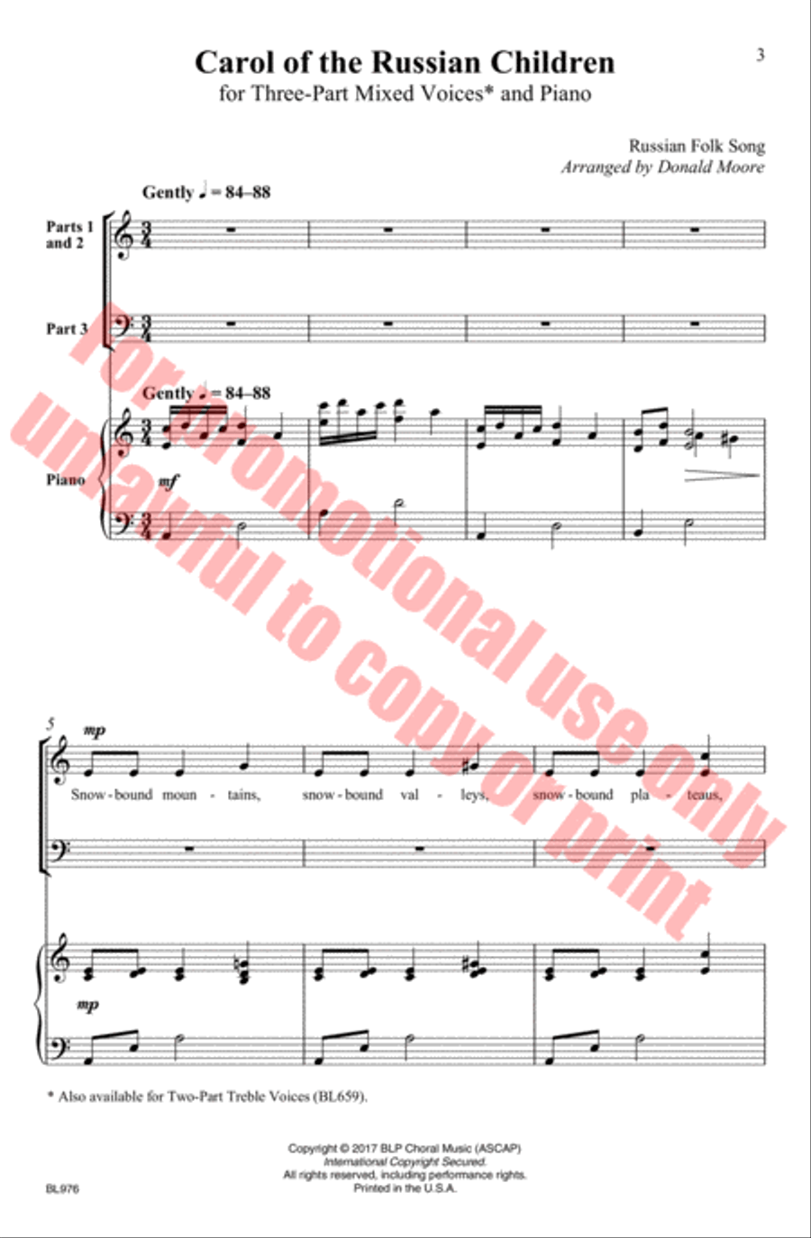 Carol of the Russian Children 3-Part scores gallery preview page 4