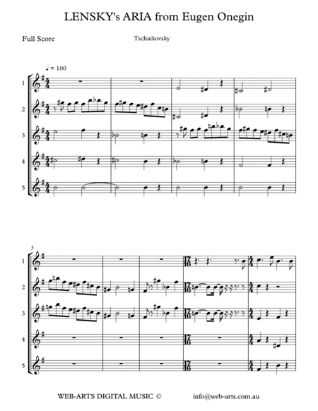 LENSKY's ARIA from Eugene Onegin for 4 flutes - TSCHAIKOVSKY + image number null