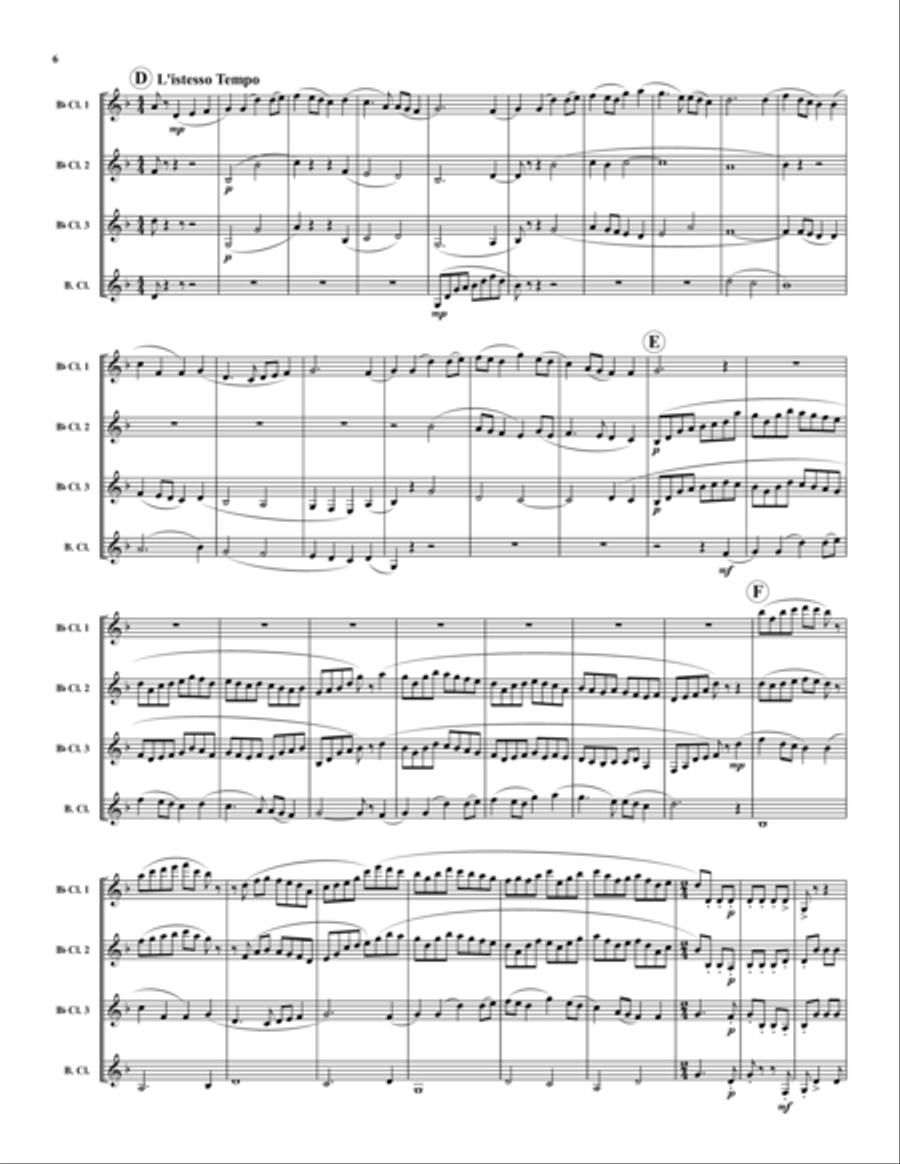 First Suite in Eb Clarinet Quartet scores gallery preview page 6