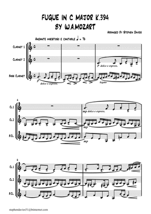 Fugue in C Major by W.A.Mozart K394 for Clarinet Trio.