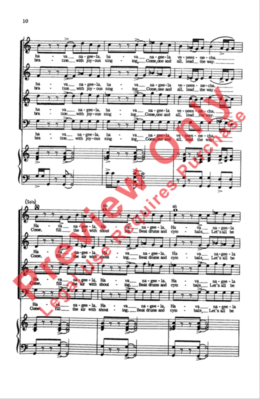 Hava Nageela 4-Part scores gallery preview page 10