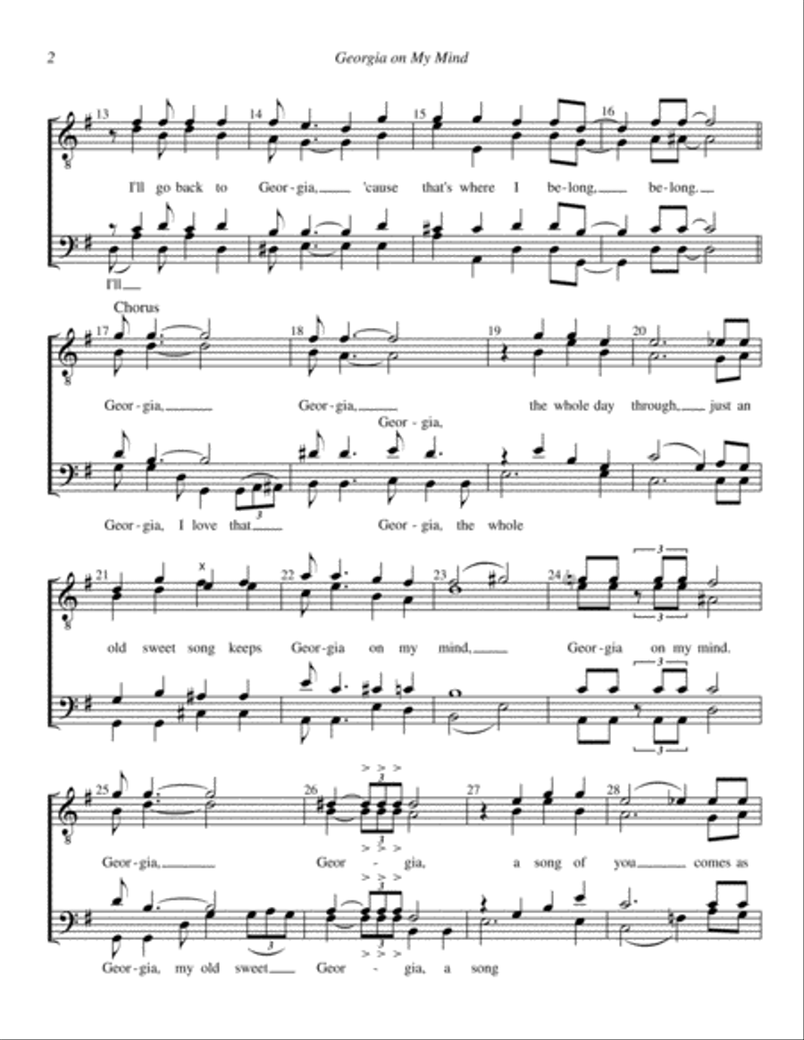 Georgia On My Mind TTBB scores gallery preview page 2