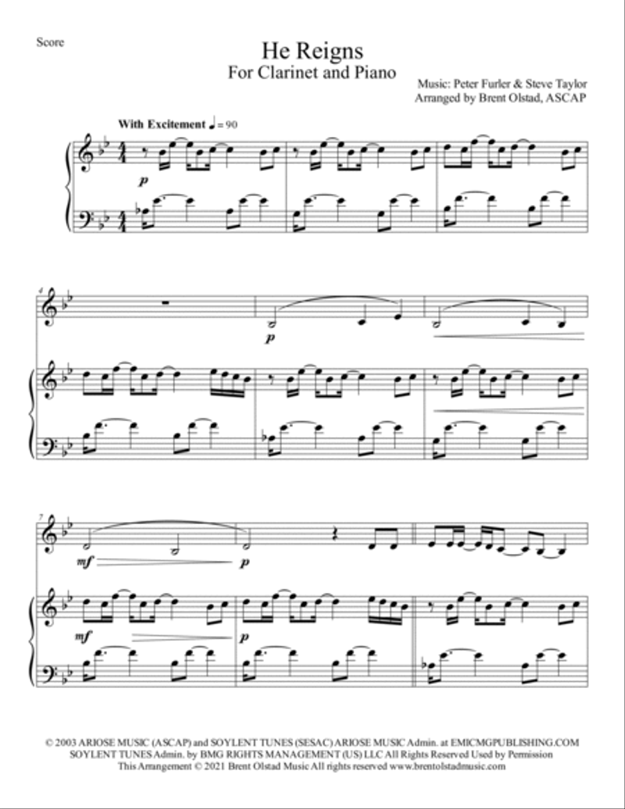 He Reigns He Reigns Clarinet Solo scores gallery preview page 2