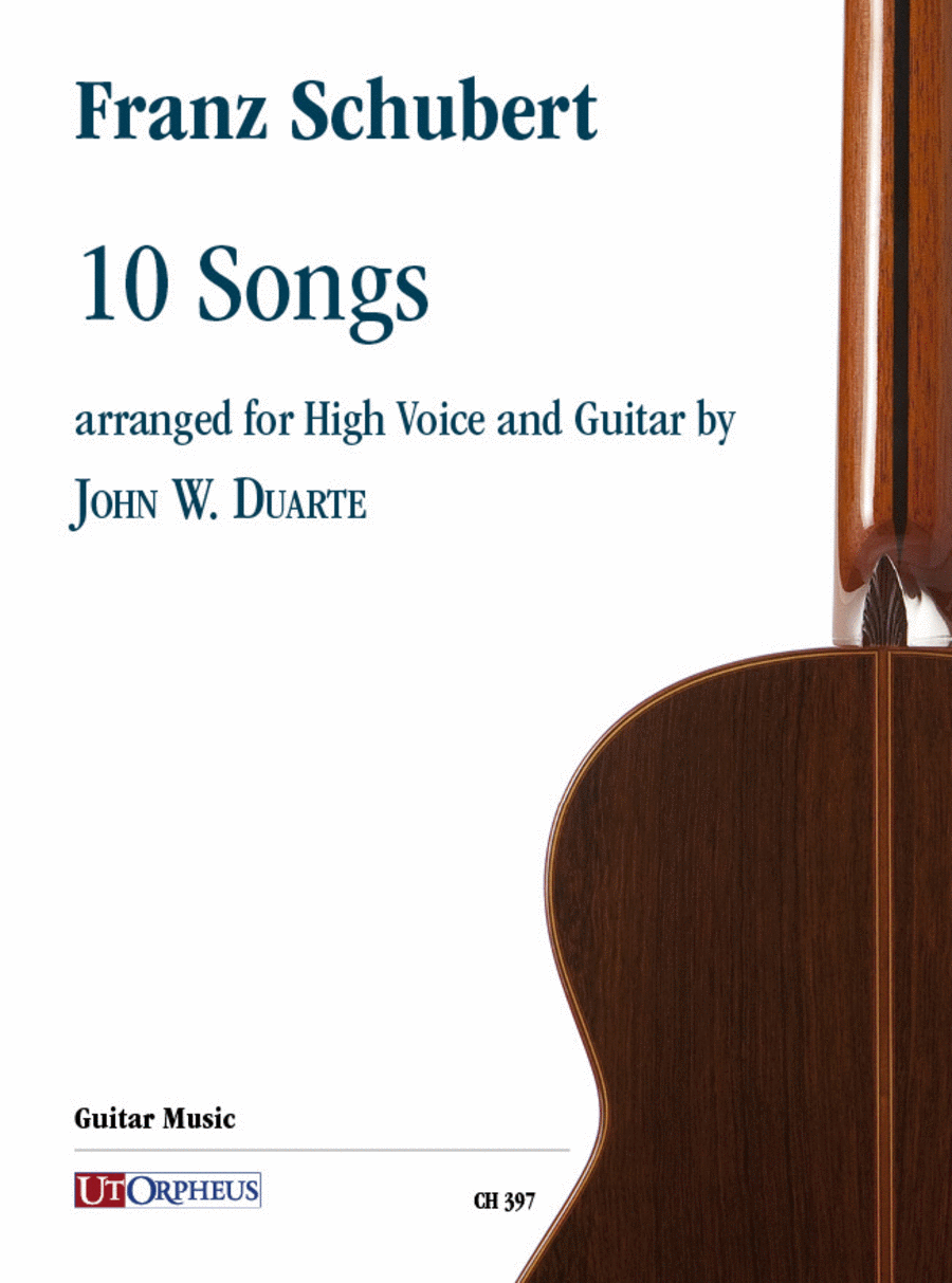 Book cover for 10 Songs arranged for High Voice and Guitar by John W. Duarte