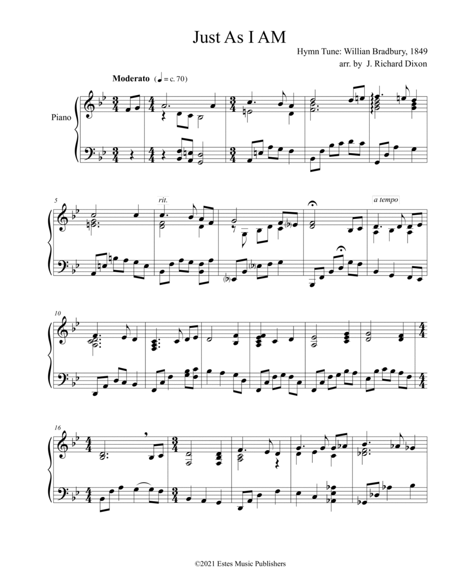 Just As I am Piano Solo scores gallery preview page 1