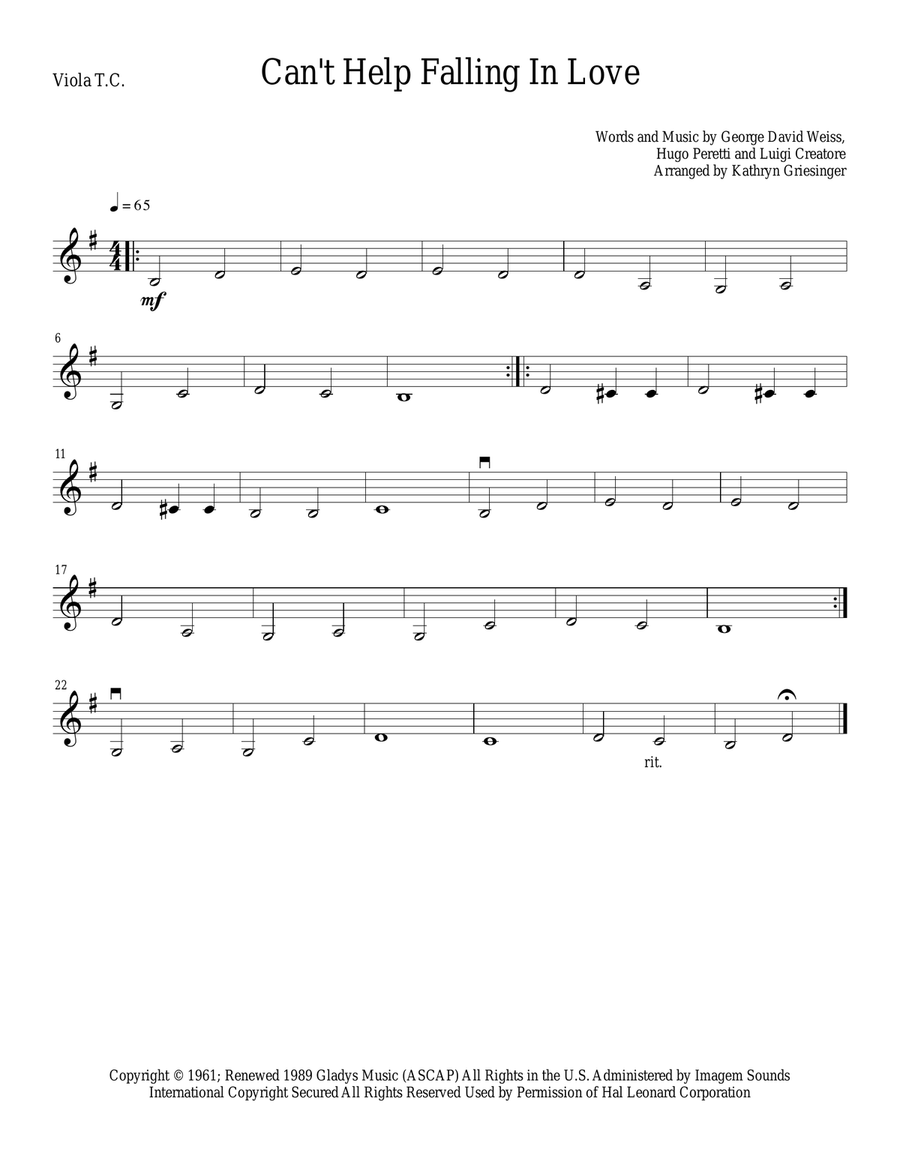 Can't Help Falling In Love String Quartet scores gallery preview page 3