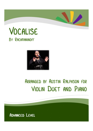 Book cover for Vocalise (Rachmaninoff) - violin duet and piano with FREE BACKING TRACK