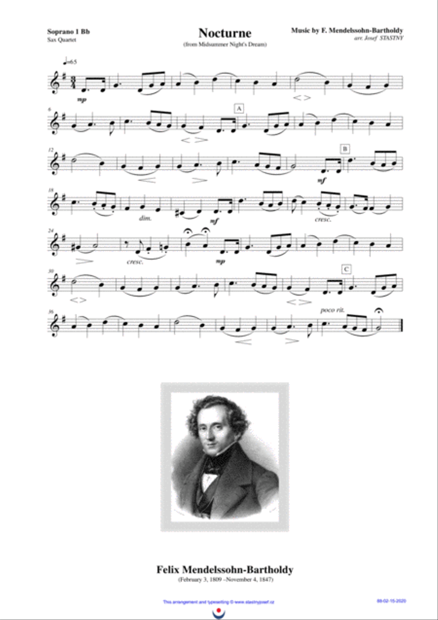 Nocturne ( Midsummer Night's Dream) Woodwind Quartet scores gallery preview page 2